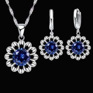 Stirling Silver Necklace and Earrings Set Flowers